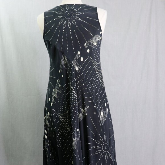Johnny Was Rhea Maxi Dress XS Black Silk Tigers Sun Bursts Whimsigoth - Picture 6 of 16